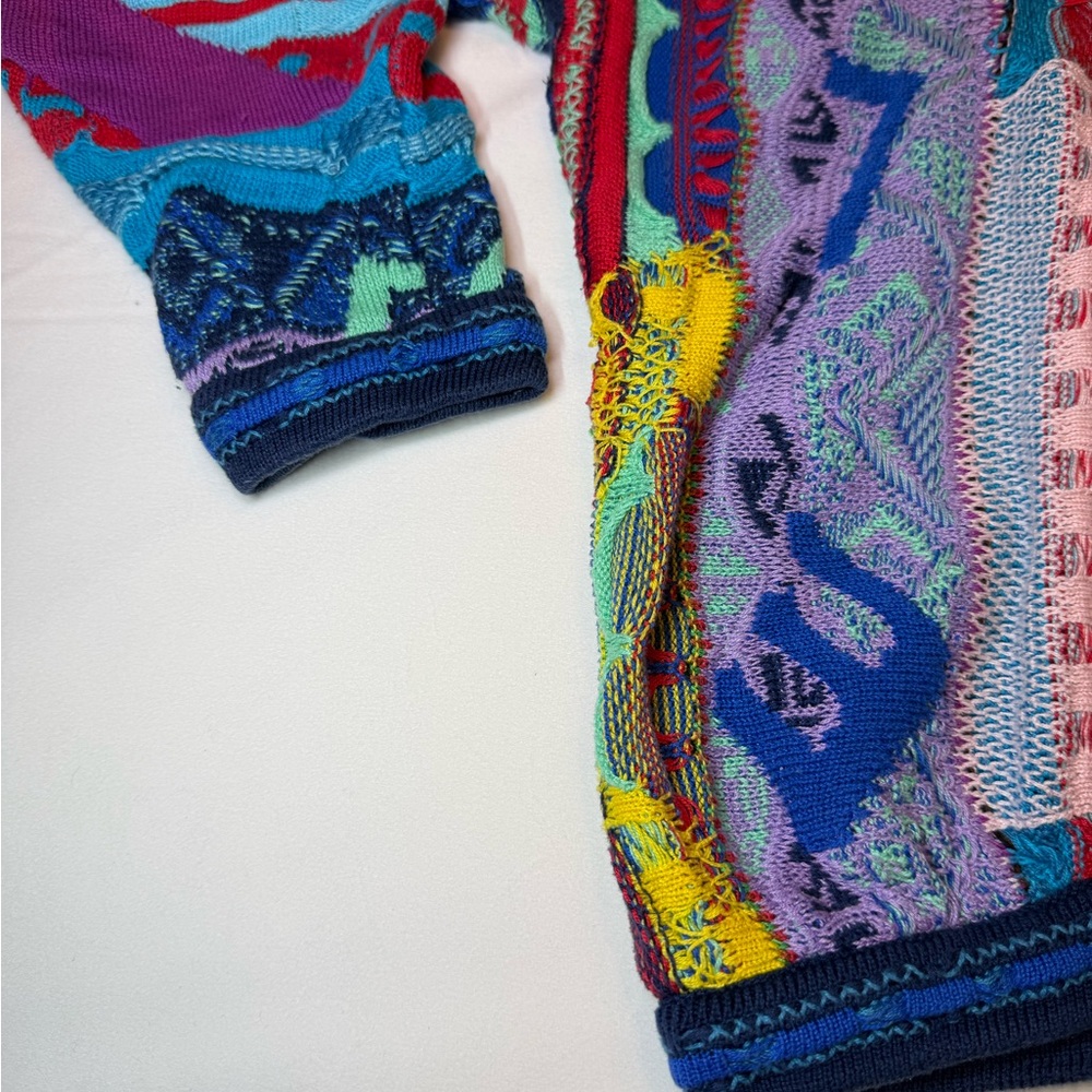 Vintage Coogi Women's Sweater Size M 3D Knit Blue Purple Alphabet Pattern Rare - Picture 13 of 13